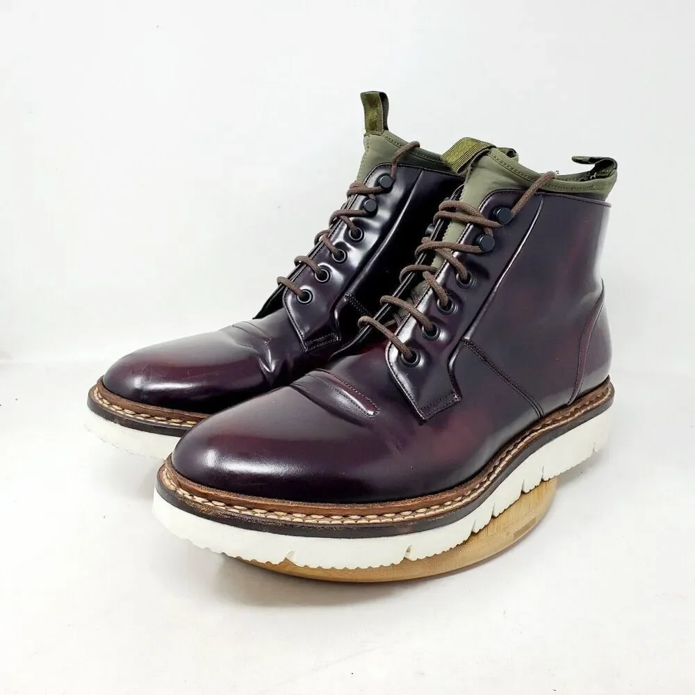 OAMC Compression Boots Mens 11 Burgundy Bull Leather‎ Lace Up Ankle Shoes Vibram